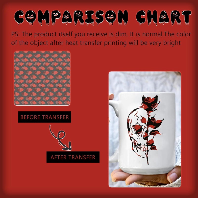 Tintnut Horror Halloween Sublimation Ink Transfer Sheets - 12 Sheets 12"x10"Skull Pattern Sublimation Transfer Paper Bundle for DIY Mugs, Tumblers, Key Chain, T-Shirts - Image 2